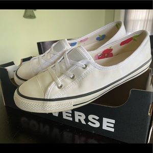 Converse All Star white floral slip on shoes